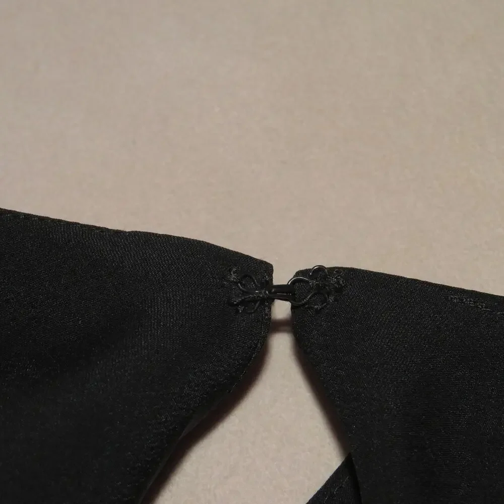 Eloquii Black Split Long Sleeve Tie Belt Wrap Top - Picture 9 of 12